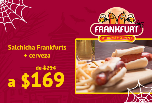Salchicha Frankfurts + cerveza a $169