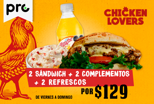 2 SÃ¡ndwich + complementos + refrescos por $129.