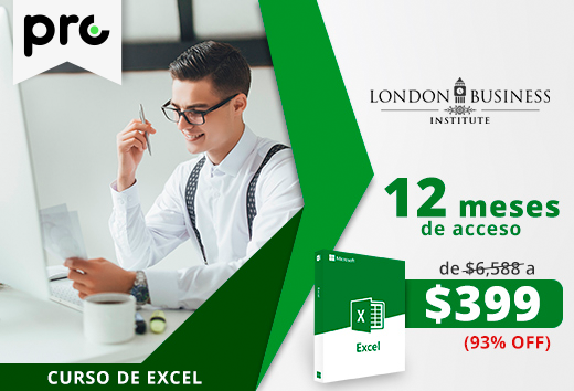 93% OFF en curso 12 meses acceso a Excel.