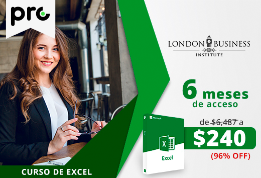 96% OFF en curso 6 meses de acceso a Excel.