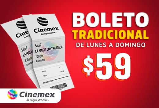 Boleto Tradicional de lunes a domingo $59