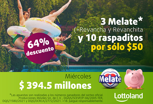 3 Melate + 10 Piggy por $50