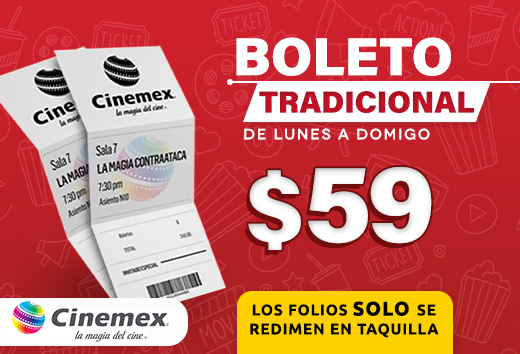 Boleto Tradicional de lunes a domingo $59