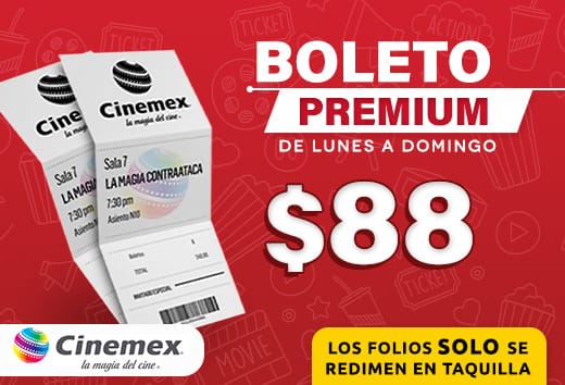 Cuponerapp - Boleto PREMIUM por $88. en Cinemex