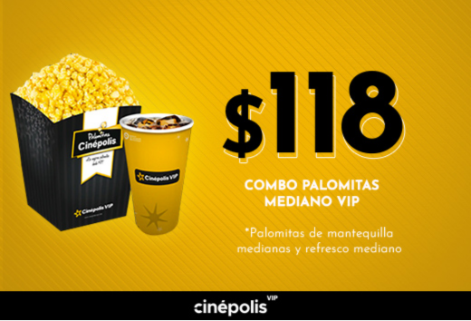 Combo palomitas por $118