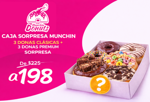 Caja sorpresa 3 donas clÃ¡sicas + 3 premium por $198