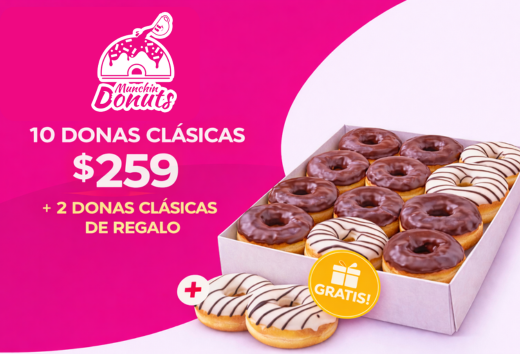 Caja clÃ¡sica 10 donas por $259 + 2 donas de regalo