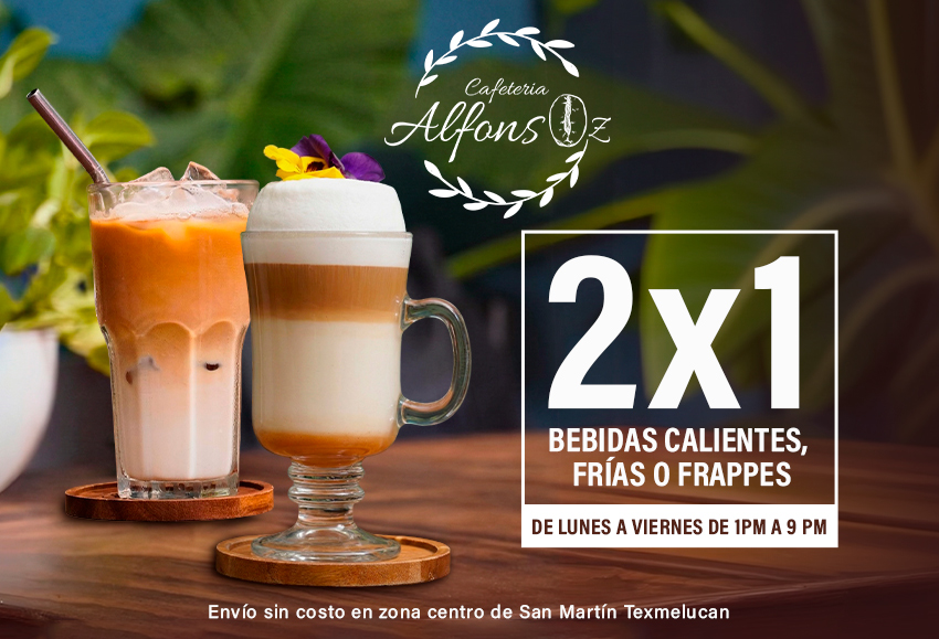 2x1 en bebidas calientes frÃ­as o frappes