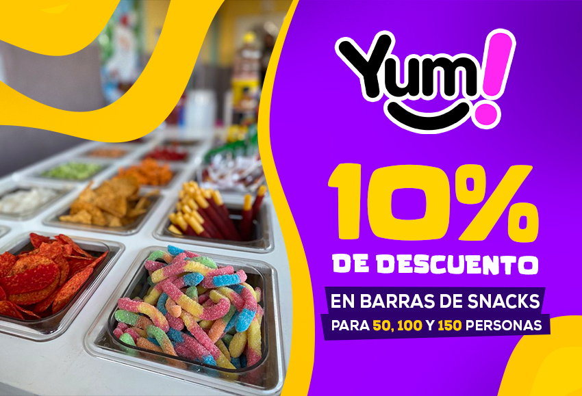 10% OFF en barras de snacks para 50, 100 y 150 personas