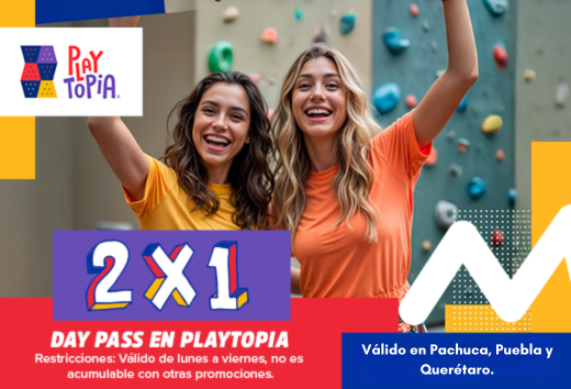 2x1 en day pass en Playtopia