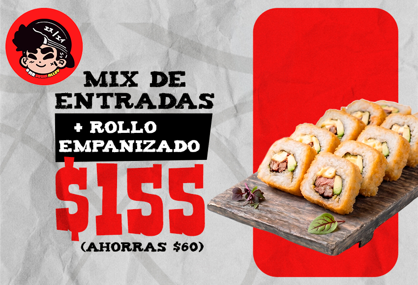 Mix de entradas mÃ¡s rollo empanizado en $155