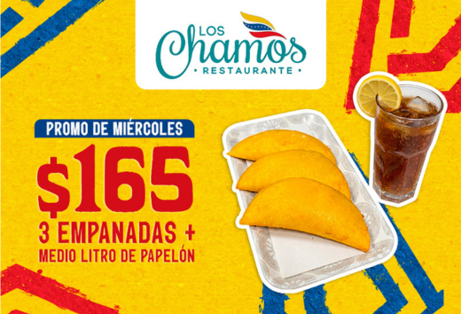 Miércoles de 3 empanadas + medio litro de papelón por $165