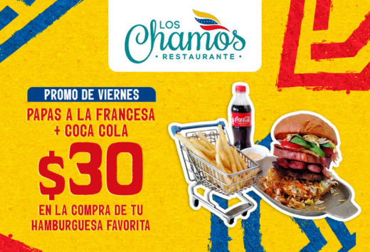 Papas más Coca cola por $30 al comprar tu hamburguesa