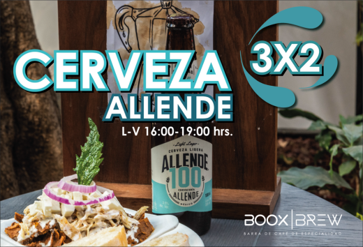 3x2 en cerveza Allendre de 4:00 p.m. a 7:00 p.m.