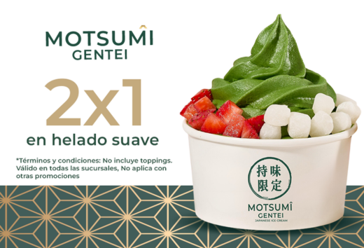 2x1 en Helado suave Motsumi