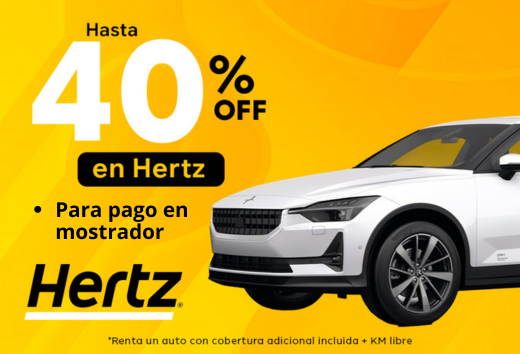 Hasta 40% OFF en renta de autos pagando en mostrador