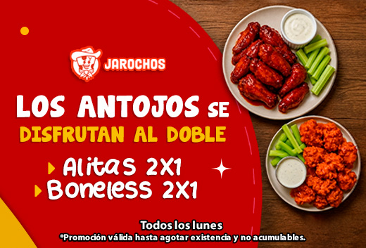 Lunes de 2x1 en Alitas o Boneless