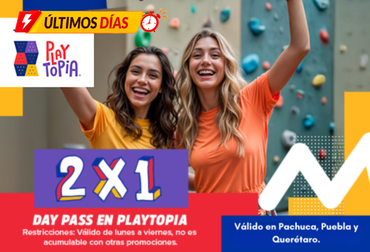 2x1 en day pass en Playtopia